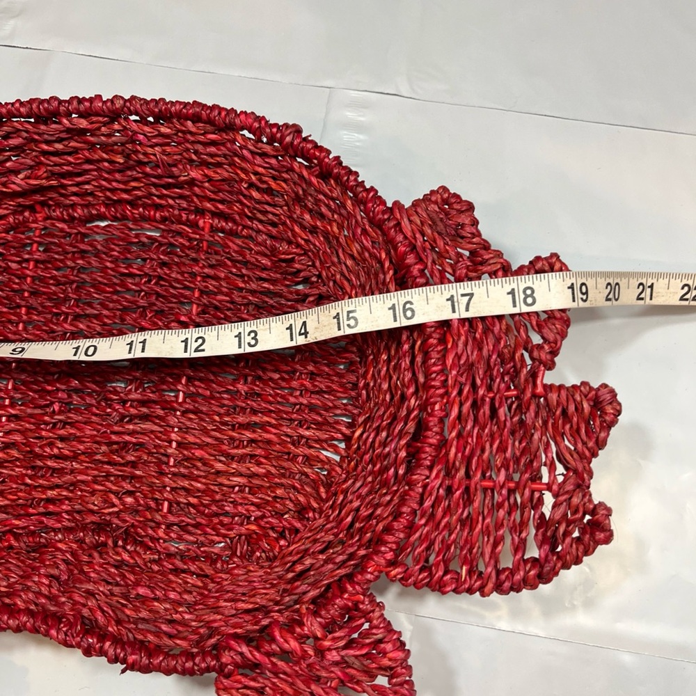Crab RED Wicker SERVING BASKET Weaved Straw TRAY, 40 crab Napkins Ocean SET NEW - Picture 6 of 16